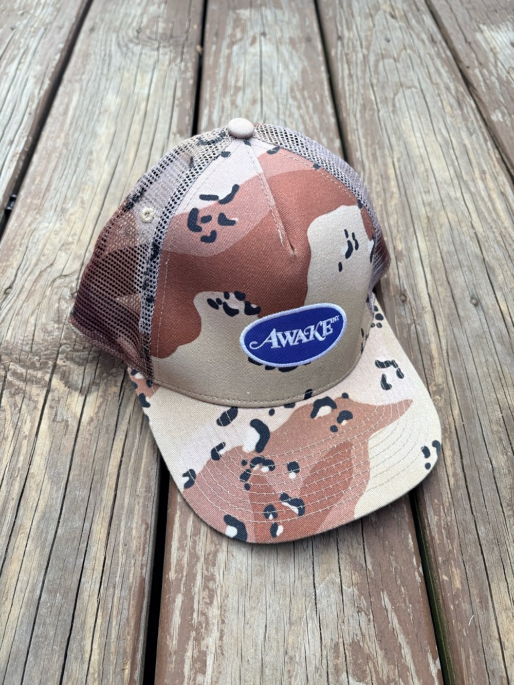 Awake NY Camo Trucker Hat in Desert Brown